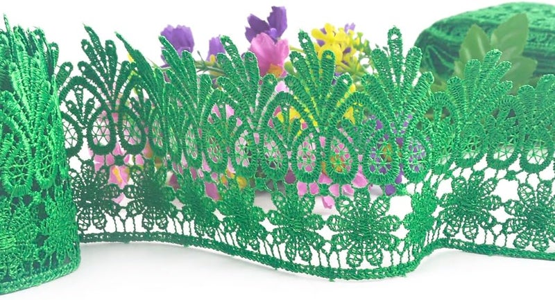 Kuasting 7.5 Yards Floral Lace Edge Trim 9CM Lace Clothing Width Europe Chips Pattern Inelastic Embroidery Trim for Sewing Making, DIY Crafts, Gift Wrapping, Wedding Decor (Green) - Image 5